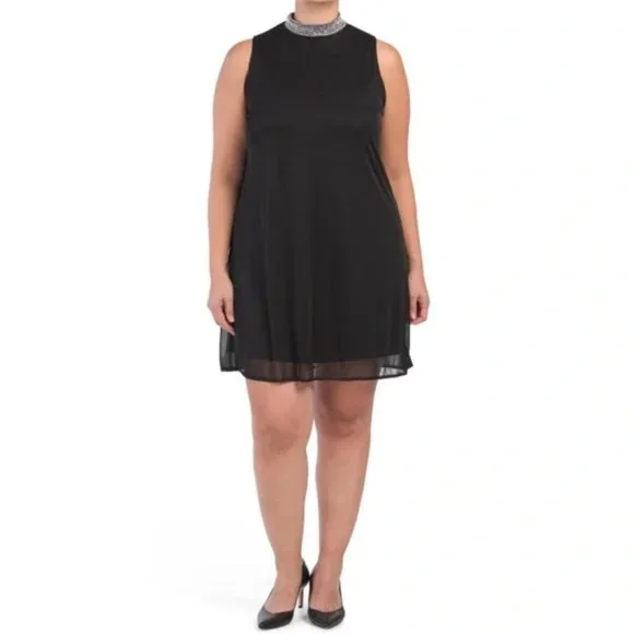Tiana B Plus Size Jewel Neck Black Sleeveless Dress Size 1x - Picture 1 of 6